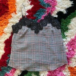 Plaid & lace Abercrombie tank